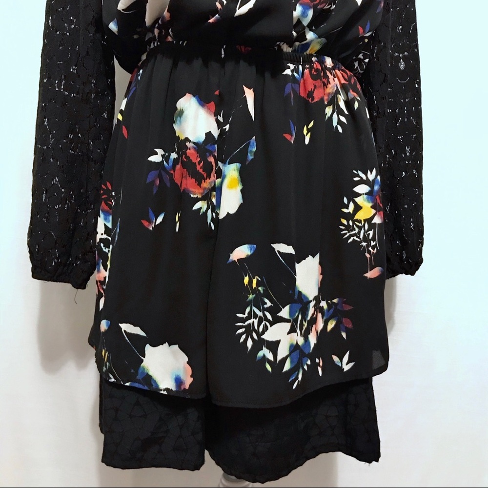 ❌SOLD❌ Xhilaration Black with Floral Dress Women L - Picture 4 of 15
